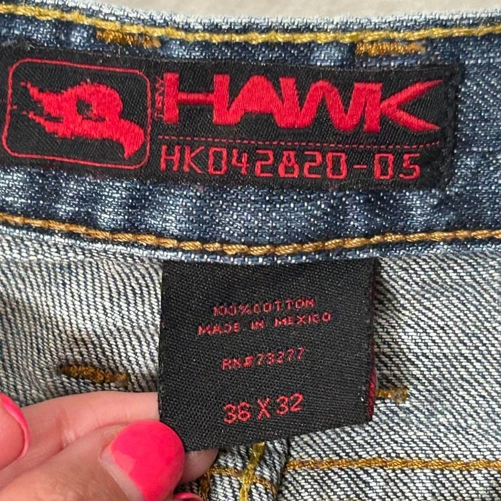 Vintage Y2k Tony Hawk Jeans Mens 36x32 Wide‎ Leg Skater Denim Streetwear Grunge